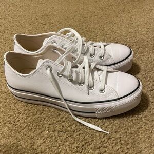 Converse White Sneakers with Black Details (platform)